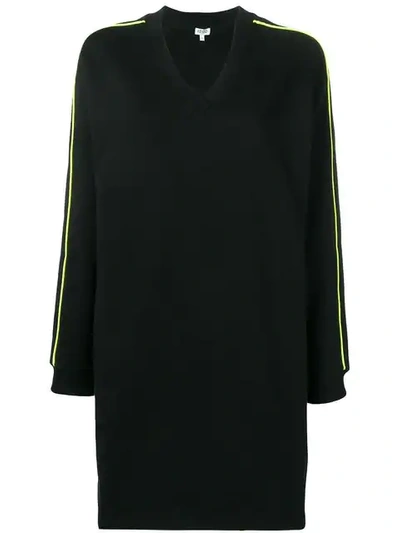 Shop Kenzo Logo Sweater Dress In Black