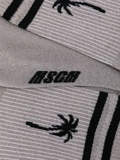 Shop Msgm Palm Tree Striped Socks In 90 Silver