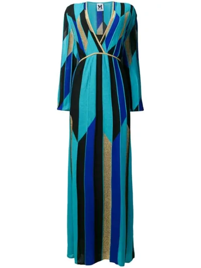 Shop M Missoni Printed Knit Maxi Dress In Blue