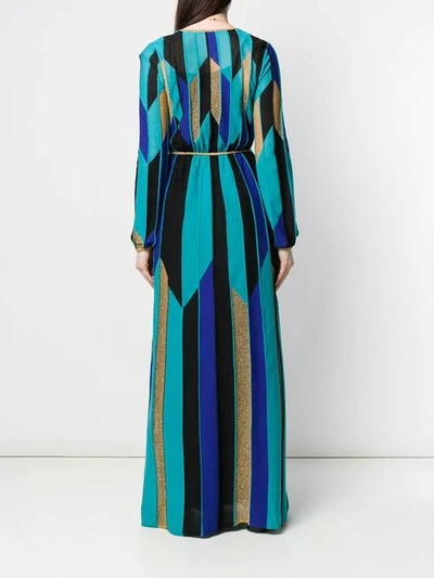 Shop M Missoni Printed Knit Maxi Dress In Blue