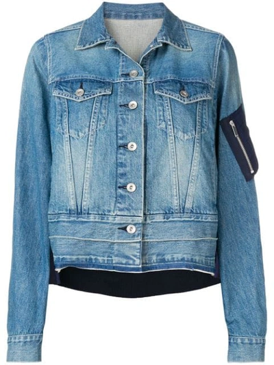 Shop Sacai Contrast Back Denim Jacket In Blue