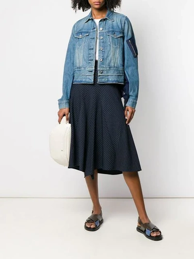 Shop Sacai Contrast Back Denim Jacket In Blue