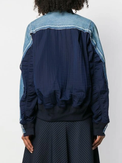 Shop Sacai Contrast Back Denim Jacket In Blue