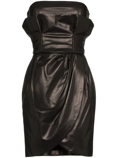 Shop Versace Strapless Leather Mini Dress In A1008