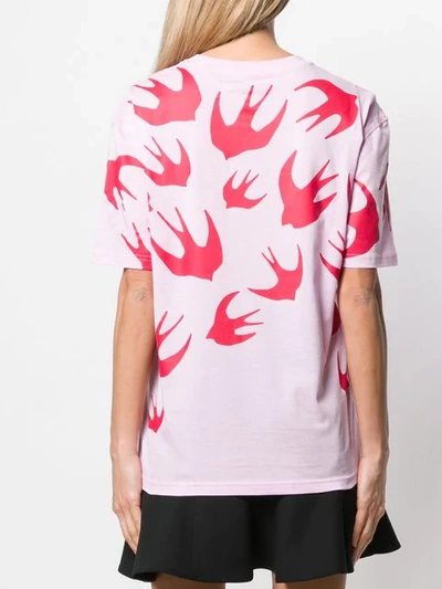 Shop Mcq By Alexander Mcqueen Swallow Print T-shirt In 5555  Miami Pink