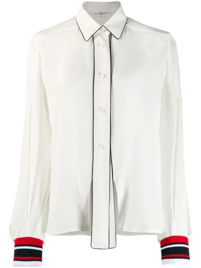 Shop Golden Goose Striped Cuff Shirt In White