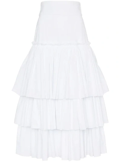 DOLCE & GABBANA 长款叠层全棉半身裙 - W0800  OPTICAL WHITE