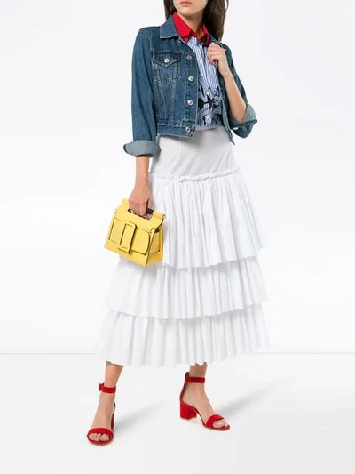 Shop Dolce & Gabbana Layered Long Skirt In W0800 Optical White
