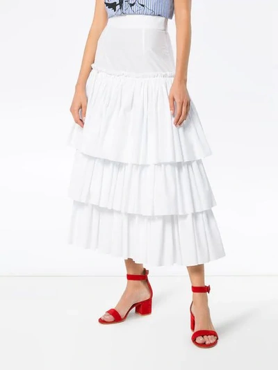 Shop Dolce & Gabbana Layered Long Skirt In W0800 Optical White