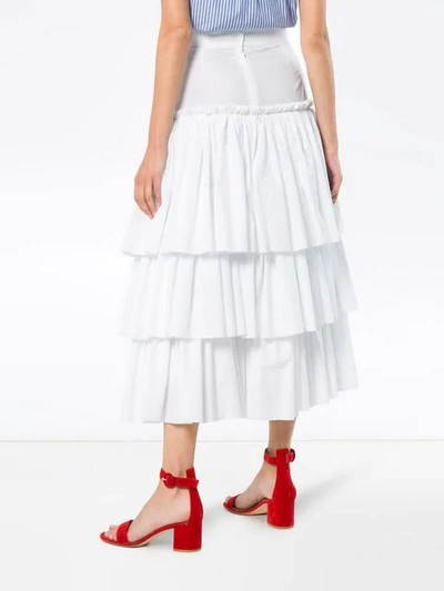 Shop Dolce & Gabbana Layered Long Skirt In W0800 Optical White