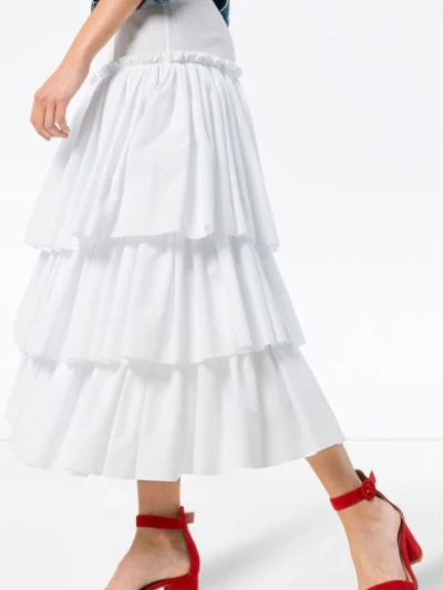 Shop Dolce & Gabbana Layered Long Skirt In W0800 Optical White