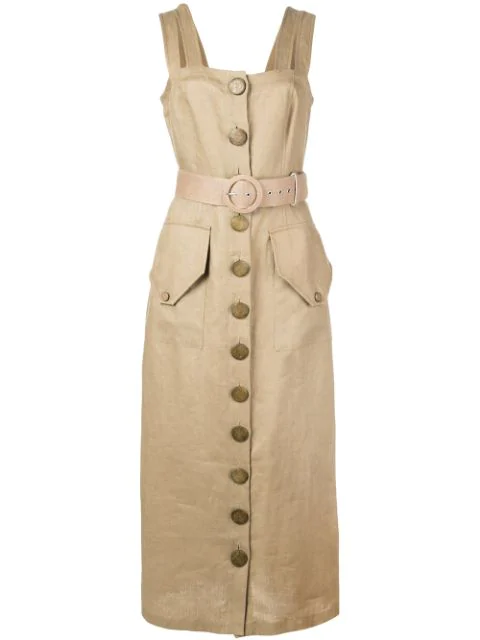 Nicholas Belted Day Dress In Brown | ModeSens