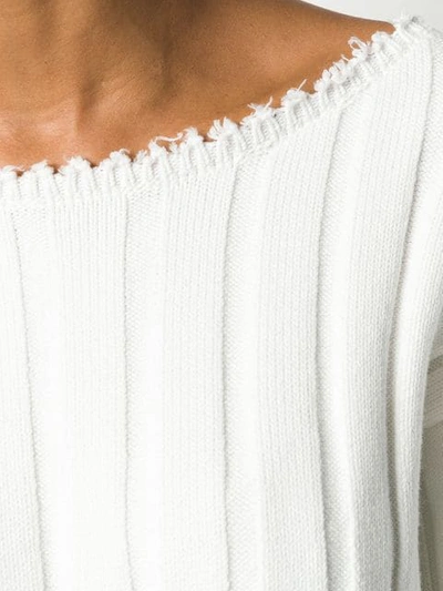Shop Alexander Wang T Frayed Ribbed Sweater In White
