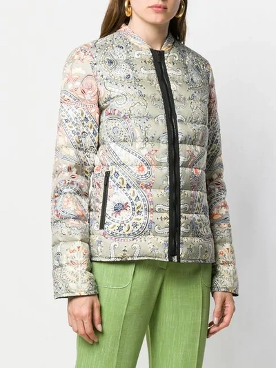 Shop Etro Paisley Print Padded Coat In Green