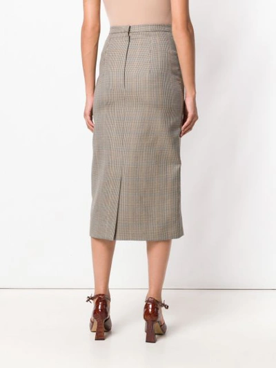 Shop Erdem Embroidered Check Skirt In Neutrals