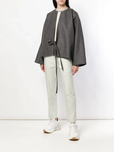 Shop Sofie D'hoore Tie Front Woolen Jacket - Grey