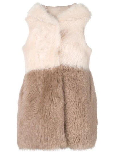 Shop Liska Taranto Fur Trimmed Waistcoat In Neutrals