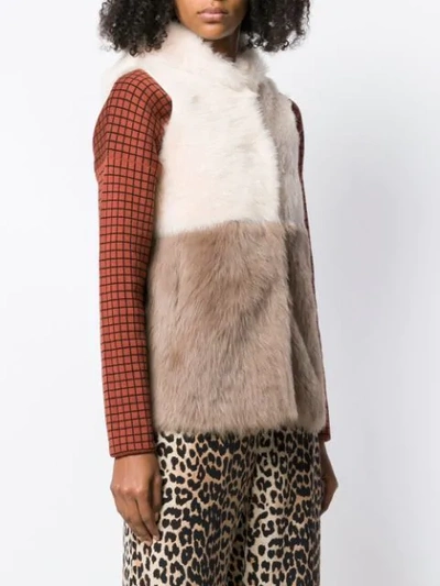 Shop Liska Taranto Fur Trimmed Waistcoat In Neutrals