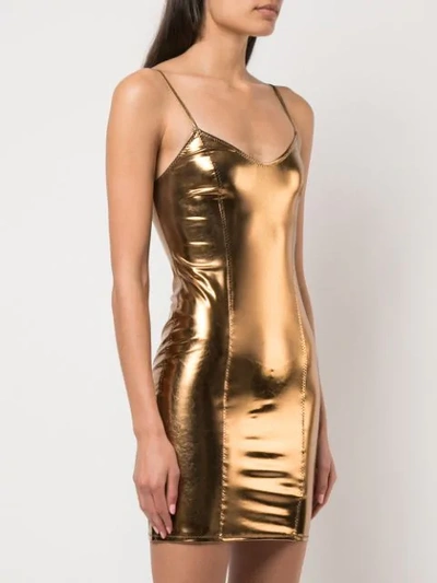 Shop Lisa Marie Fernandez Metallic Slip Dress In Gold
