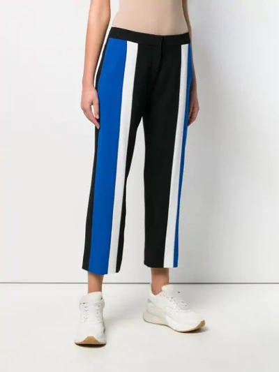 Shop Kenzo Contrast Panelled Cropped Trousers In Black