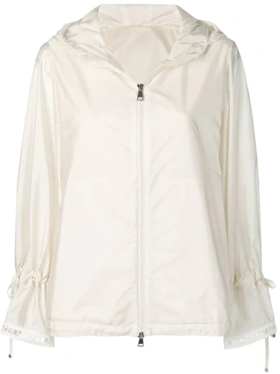 Shop Moncler Hooded Zip In White