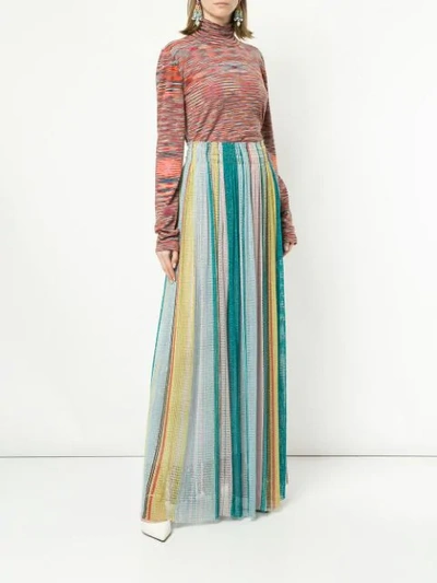 Shop Missoni Long Fine Knit Skirt In Multicolour