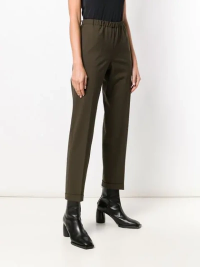 Shop Alberto Biani Cropped Slim Trousers - Green