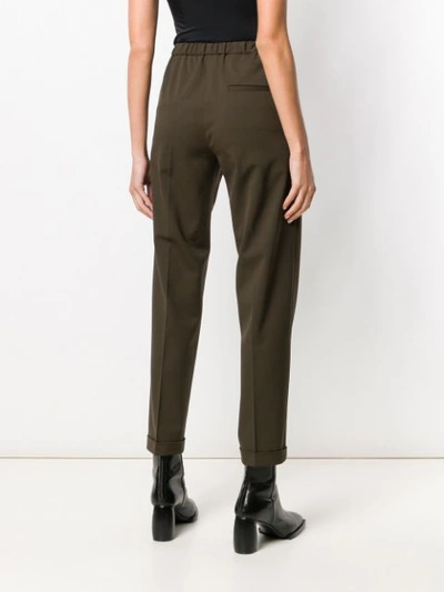Shop Alberto Biani Cropped Slim Trousers - Green