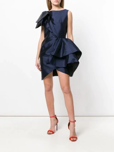 Shop Lanvin Asymmetric Ruffle Dress In Blue