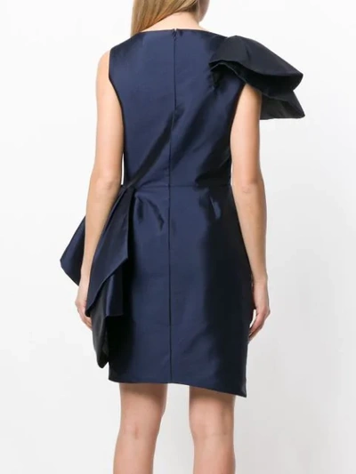 Shop Lanvin Asymmetric Ruffle Dress In Blue