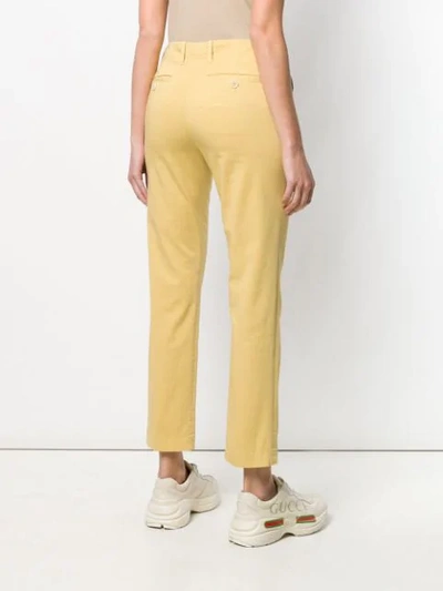 Shop Aspesi Slim Cropped Trousers In Yellow
