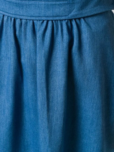 Shop Apc Pleated Midi Skirt In Blue