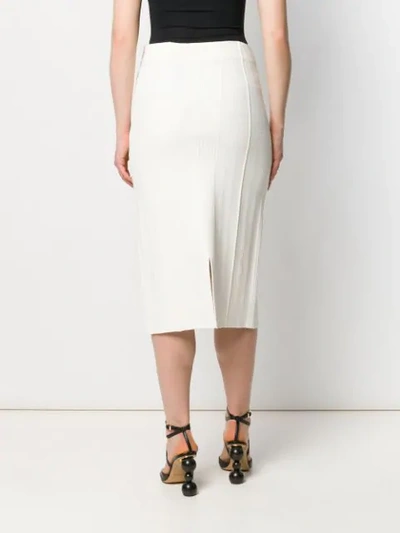 ALEXANDER MCQUEEN TOPSTITCHING PENCIL SKIRT - 白色