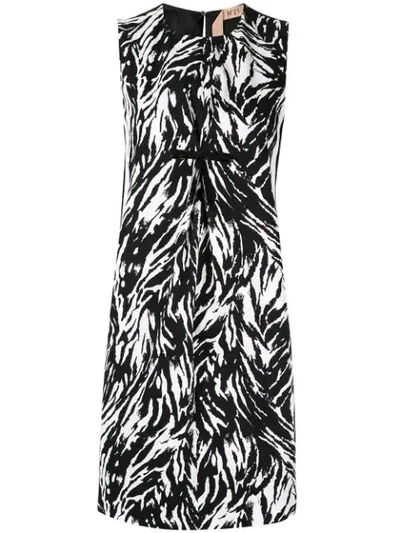 Shop N°21 Zebra Print Side Panelled Dress In Black