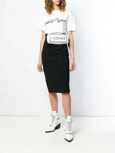 Shop Versace 'with Love' Print T-shirt In White