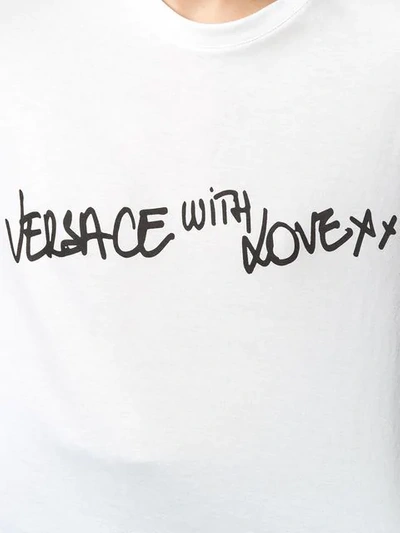 Shop Versace 'with Love' Print T-shirt In White