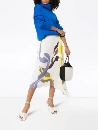 Shop Tibi Abstract Print Midi Skirt In Multicolour