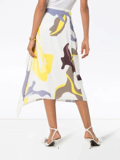 Shop Tibi Abstract Print Midi Skirt In Multicolour