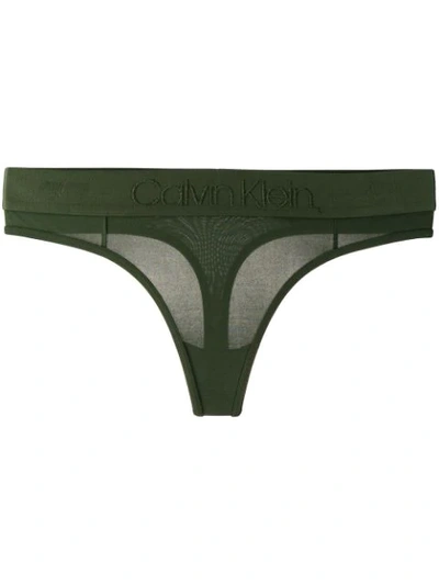 Shop Calvin Klein Logo Waistband Thong - Green