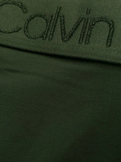 Shop Calvin Klein Logo Waistband Thong - Green