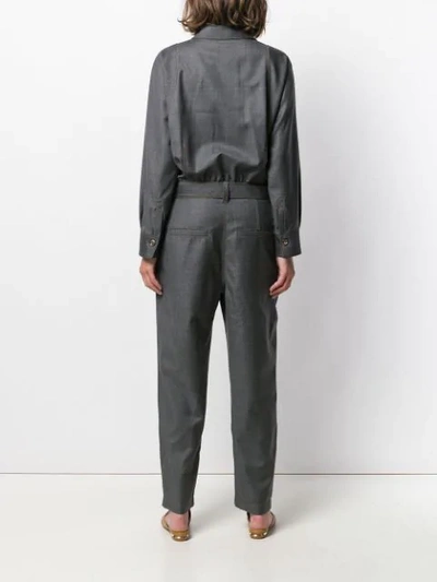 Shop Brunello Cucinelli Belted Jumpsuit In C1121 Grigio Scuro