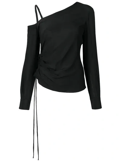 Shop Pinko Asymmetric Neckline Blouse In Black