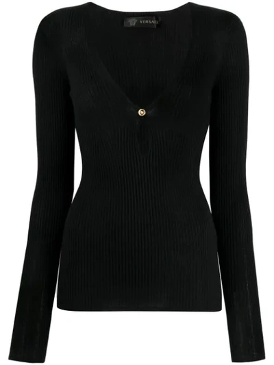 Shop Versace Medusa Button Jumper In A1008 Black