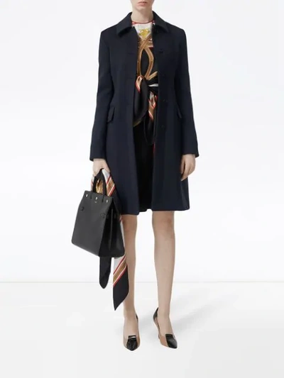 Shop Burberry Double-faced Wool Cashmere Blend Coat In Navy
