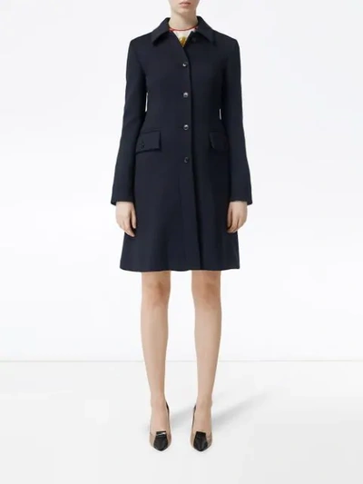 Shop Burberry Double-faced Wool Cashmere Blend Coat In Navy