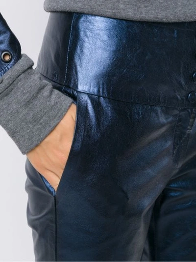 Shop Andrea Bogosian Metallic Skinny Trousers In Blue