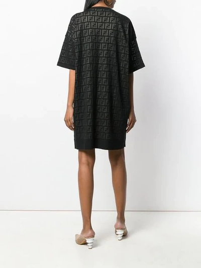 Shop Fendi Inlaid Ff Motif T-shirt Dress In Black