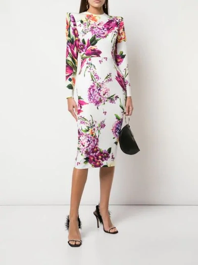 Shop Alex Perry Floral Print Dress In White