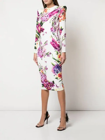 Shop Alex Perry Floral Print Dress In White