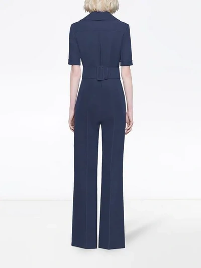 Shop Gucci Interlocking G Belted Jumpsuit In Blue